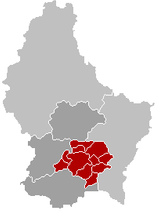Luxemburgin kantoni: Luxembourg, Hesperange, Walferdange, Strassen, Bertrange, Niederanven, Steinsel, Schuttrange, Contern, Sandweiler ja Weiler-la-Tour